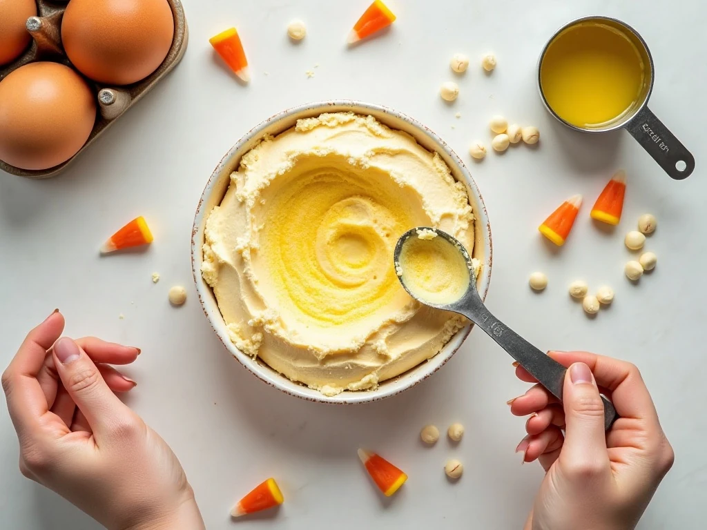 Ingredients for easy cake mix candy corn cookies