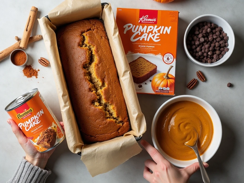 Ingredients for three-ingredient cake mix pumpkin bread