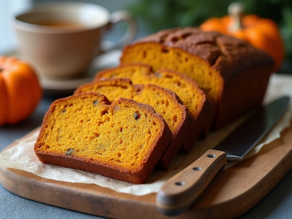 Sliced pumpkin bread ready to serve and store