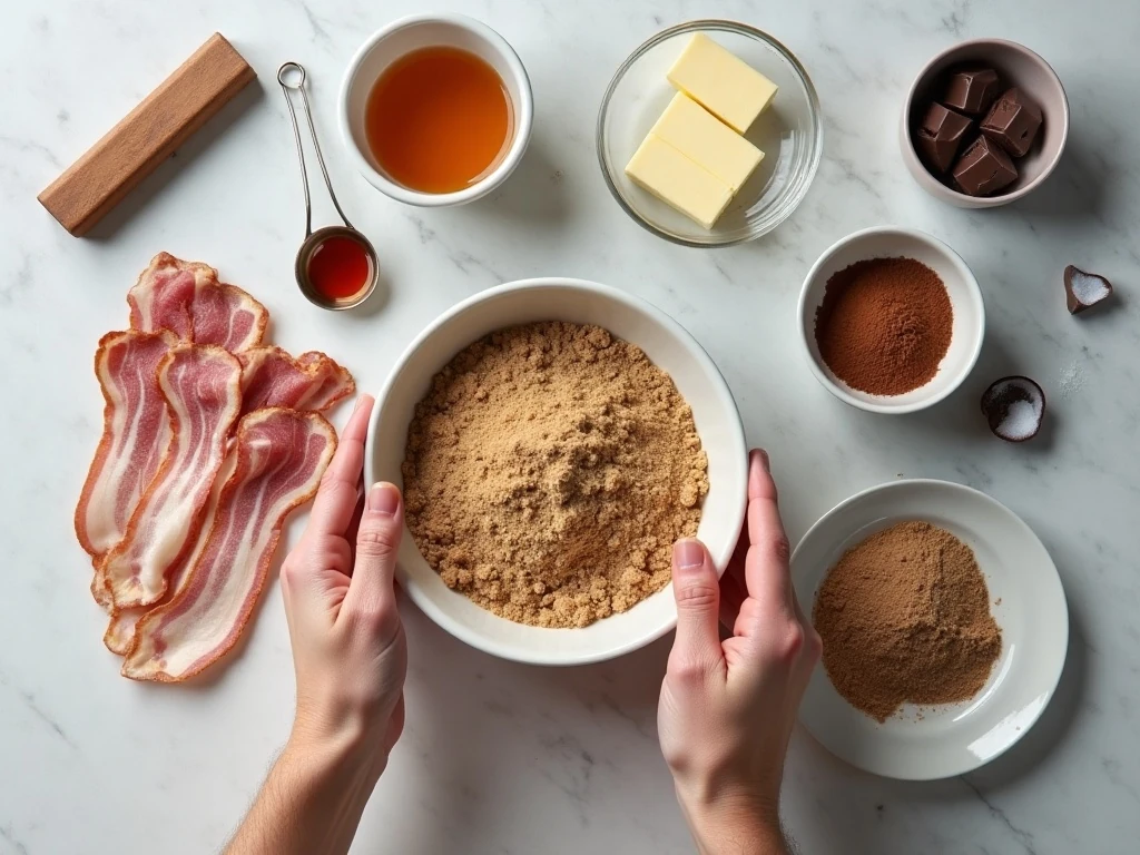 Ingredients for candied bacon brownies