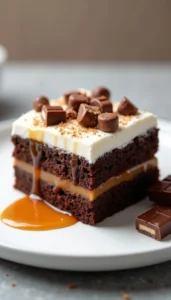 Easy Candy Bar Poke Cake Recipe with Caramel and Whipped Topping