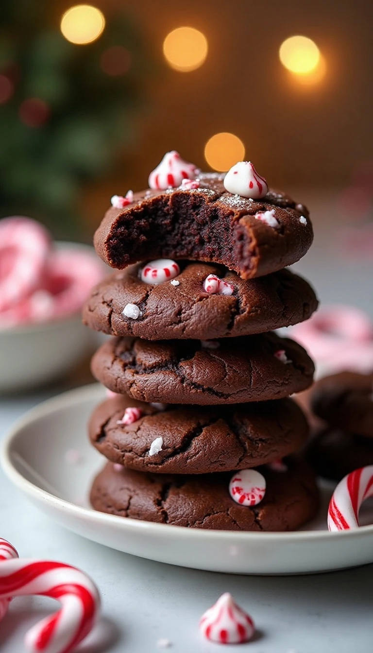 Chewy Candy Cane Chocolate Cookies Recipe