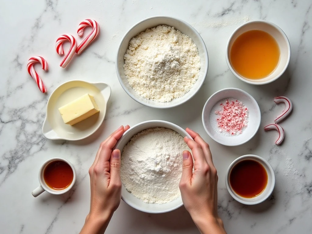 Ingredients for easy Christmas candy cane cookies