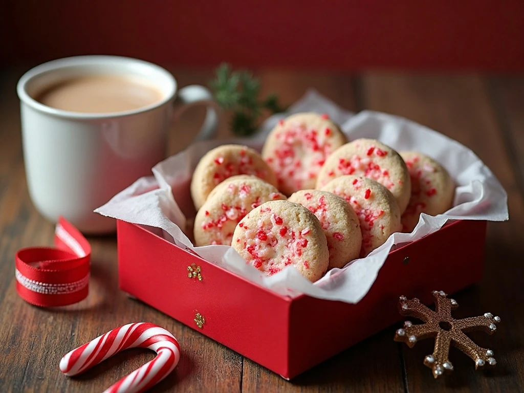 Candy cane cookies packed for holiday serving or gifting