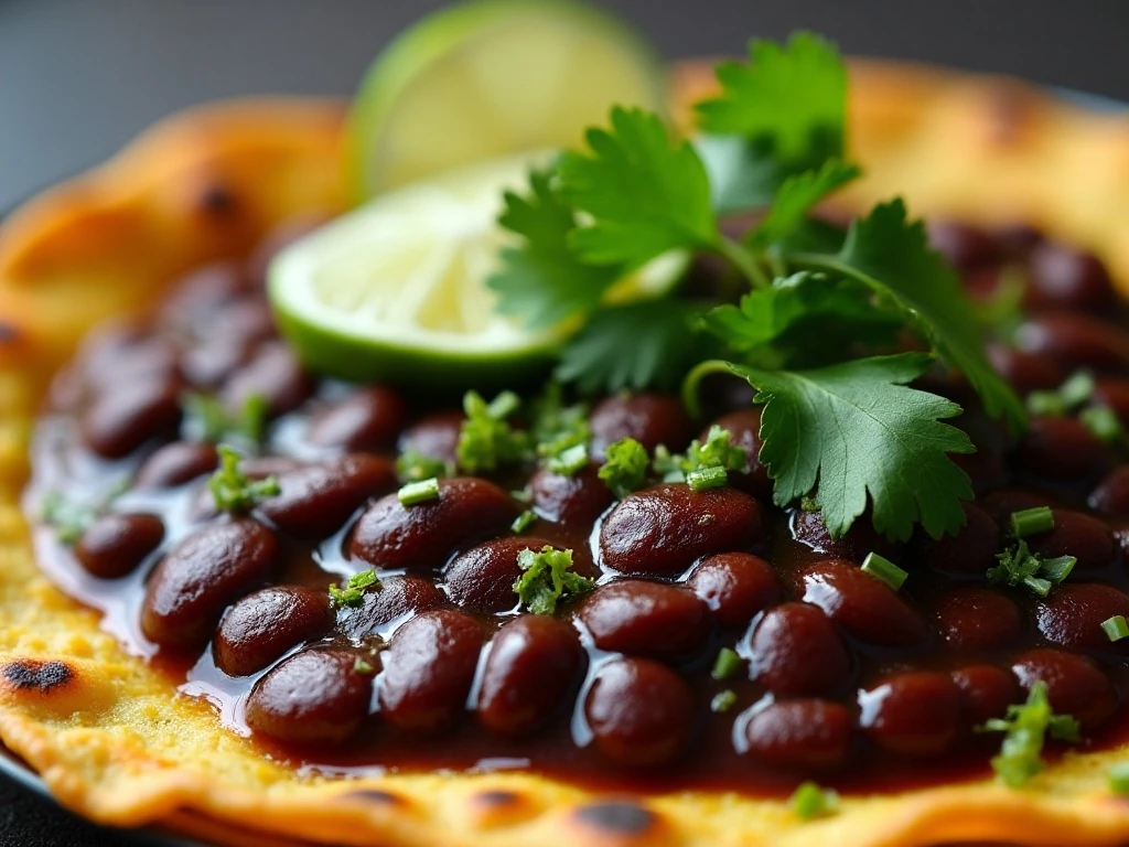 Black beans finished with cilantro and fresh lime