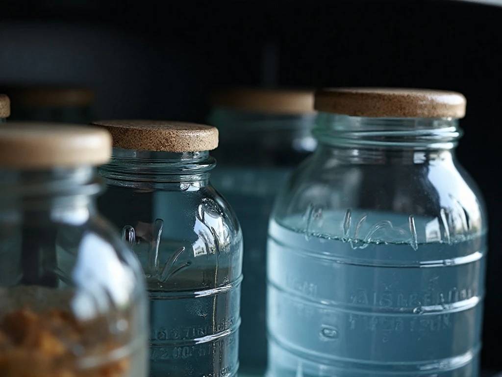 Labeled sealed jars of water ready for emergency storage