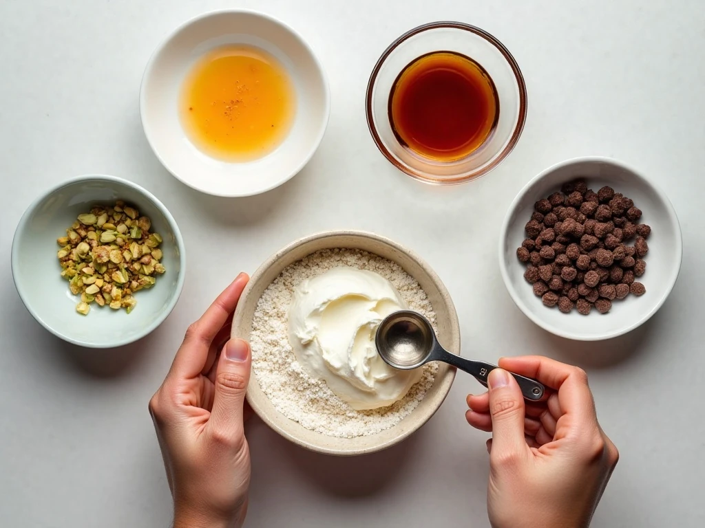 Ingredients for five-minute cannoli dip arranged for preparation