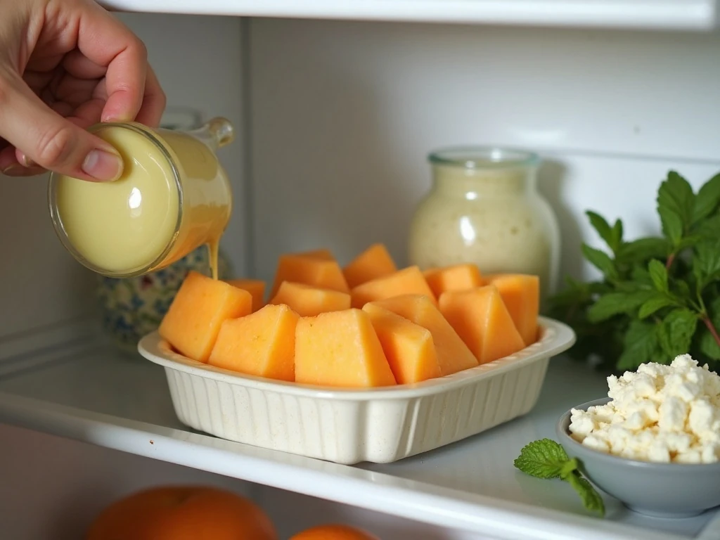 Make-ahead ingredients for cantaloupe salad