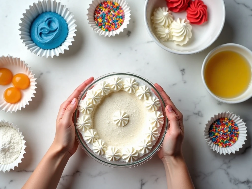 Ingredients for red white and blue superhero cupcakes