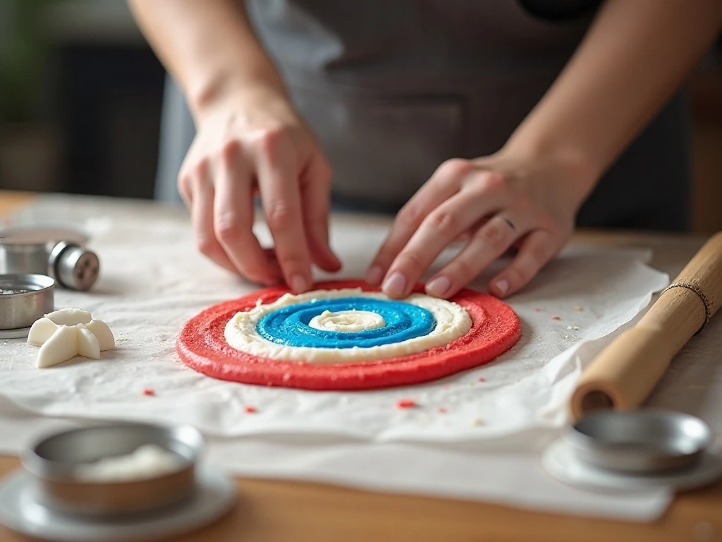 Making red white and blue fondant shield decorations