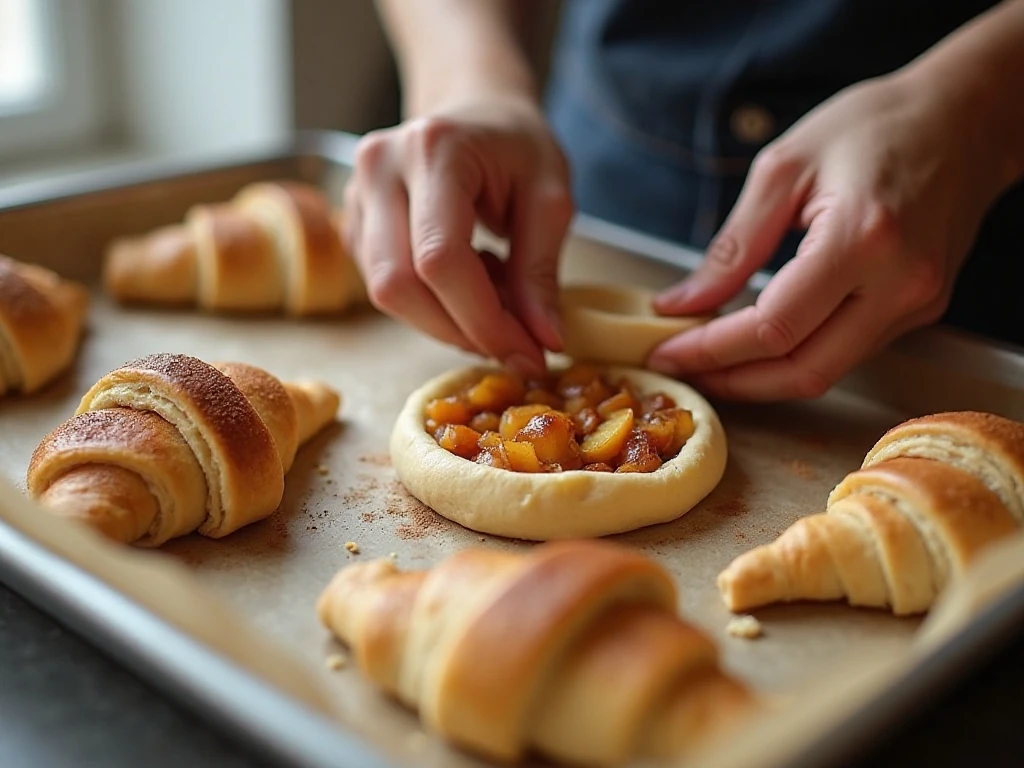 Preparing the apple filling and crescent dough ring