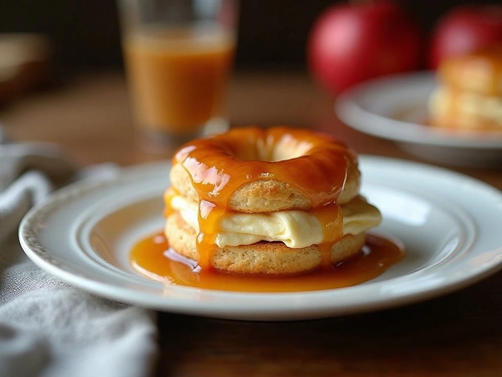 Reheated slice of caramel apple cream cheese ring
