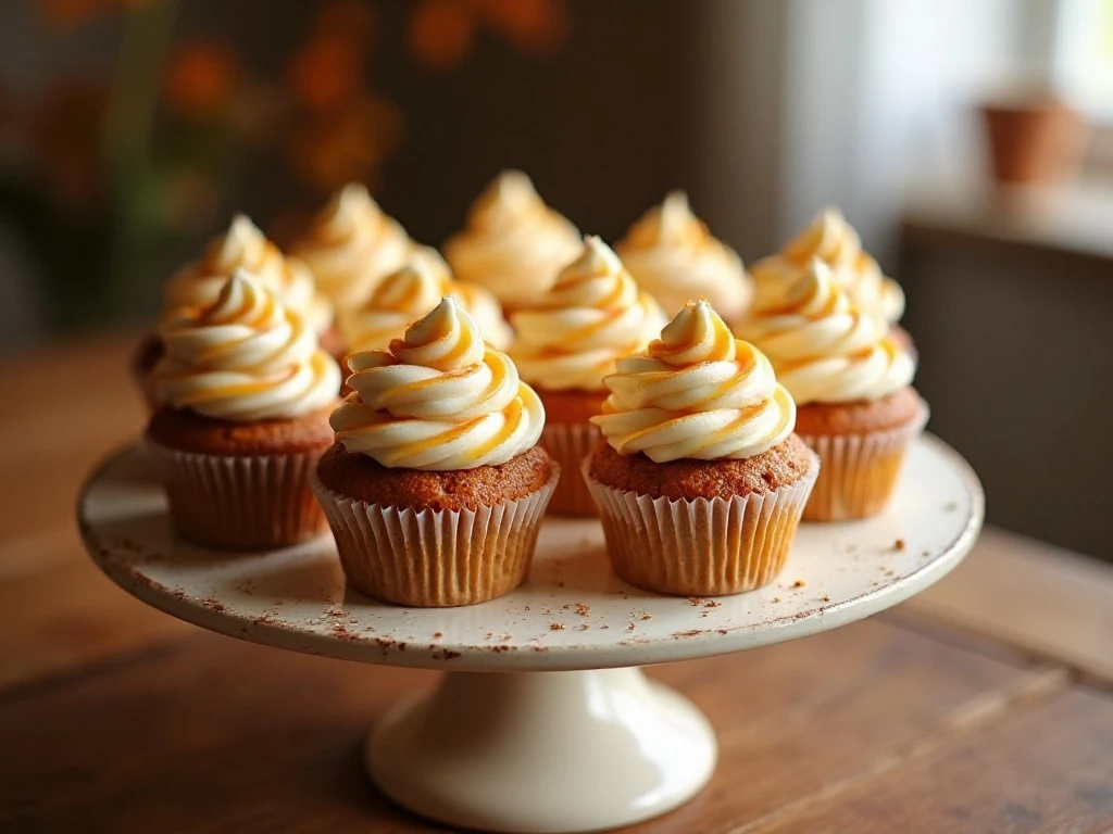 Caramel apple cupcakes with buttercream and caramel drizzle