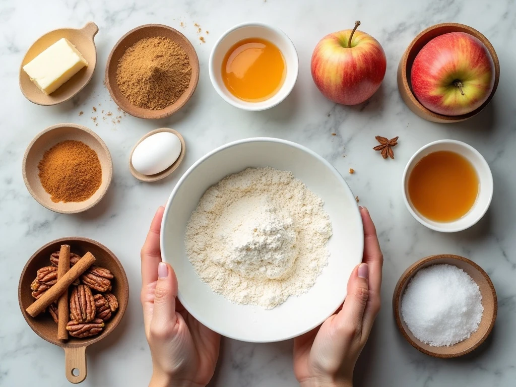 Ingredients for baked caramel apple donuts