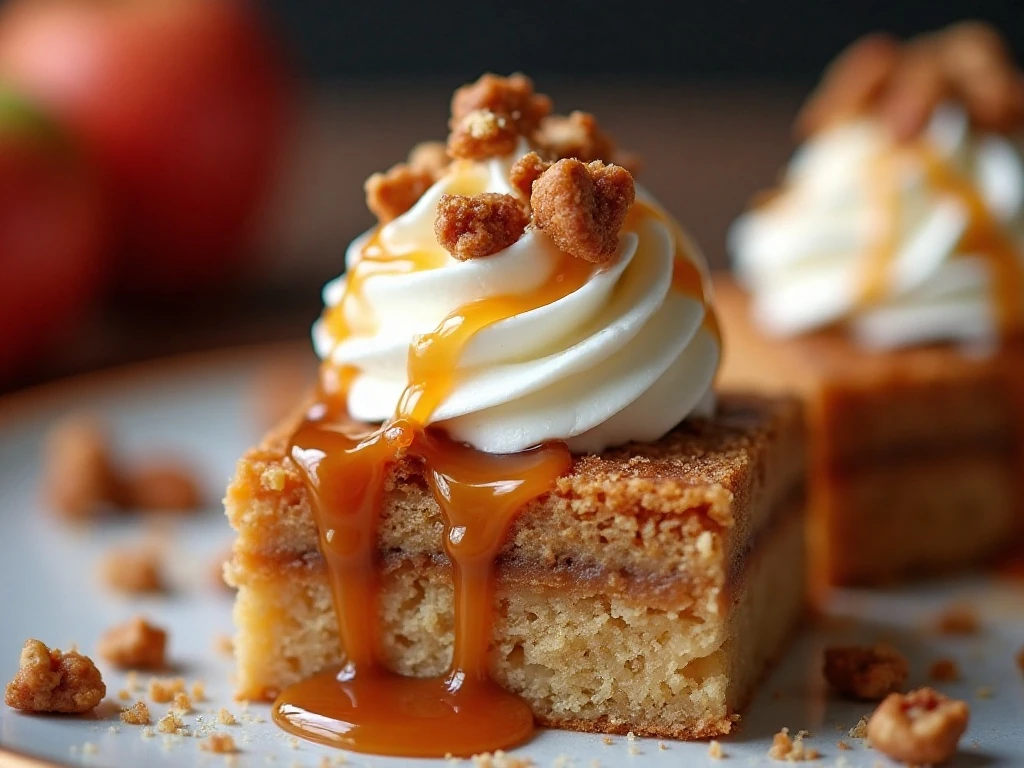 Close-up of a caramel apple lush bar with nuts and caramel