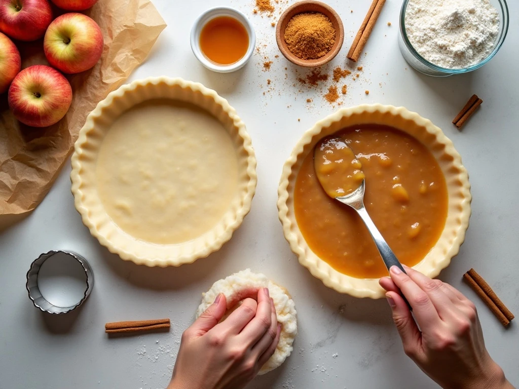 Ingredients for easy caramel apple pie cookies