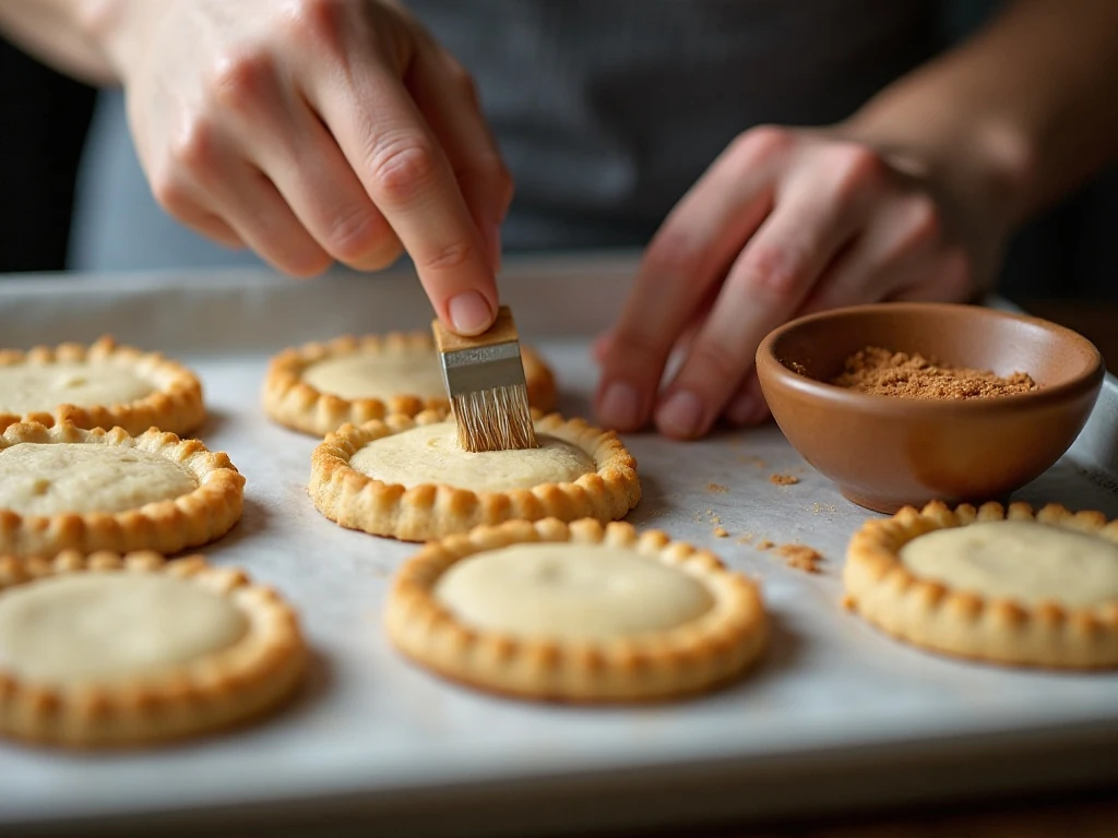 Sealed apple pie cookies ready for egg wash and baking