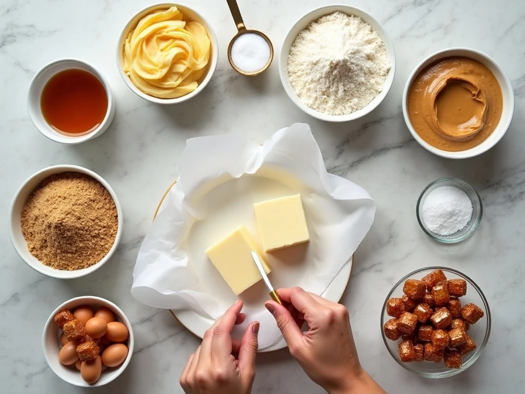 Ingredients for easy caramel peanut butter cookies