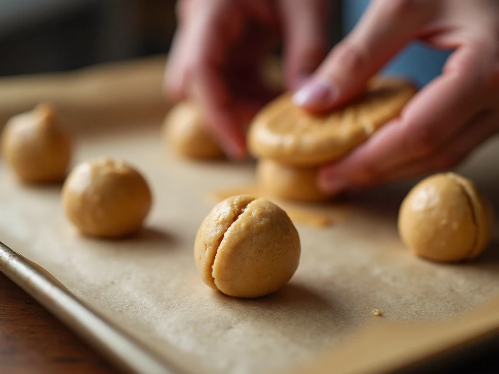 Sealed caramel-filled cookie dough balls ready for baking