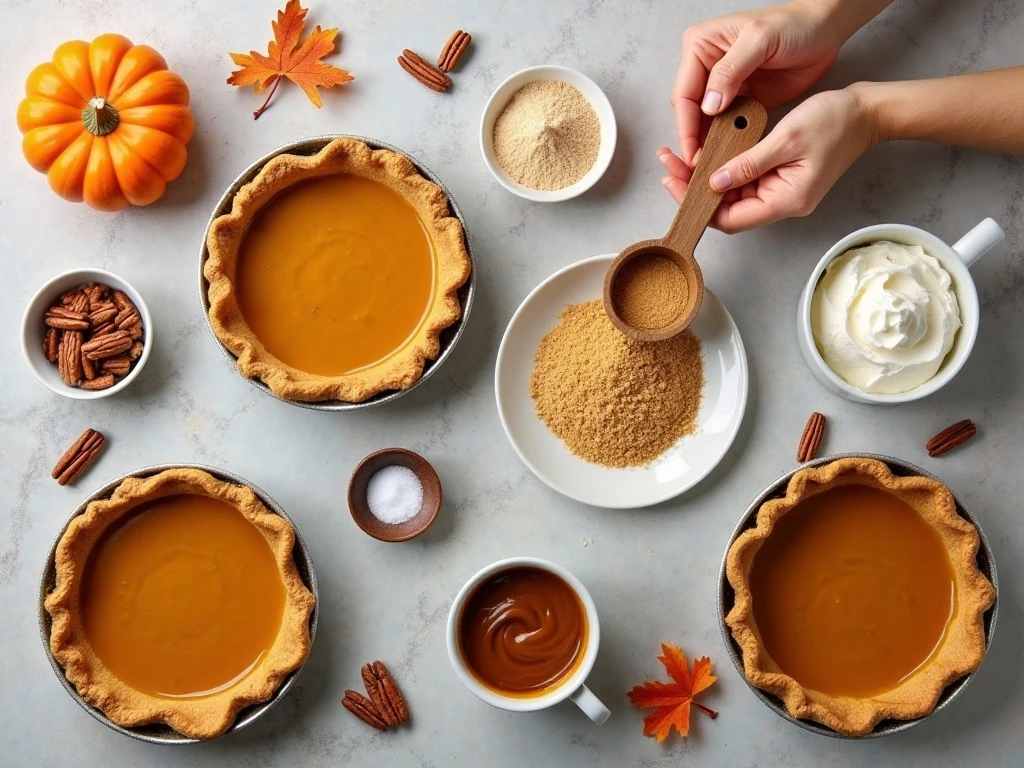 Ingredients for easy caramel pumpkin mini pies