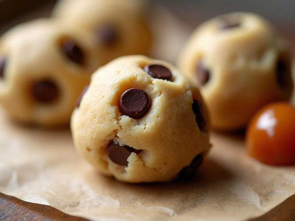 Sealed cookie dough ball ready for baking