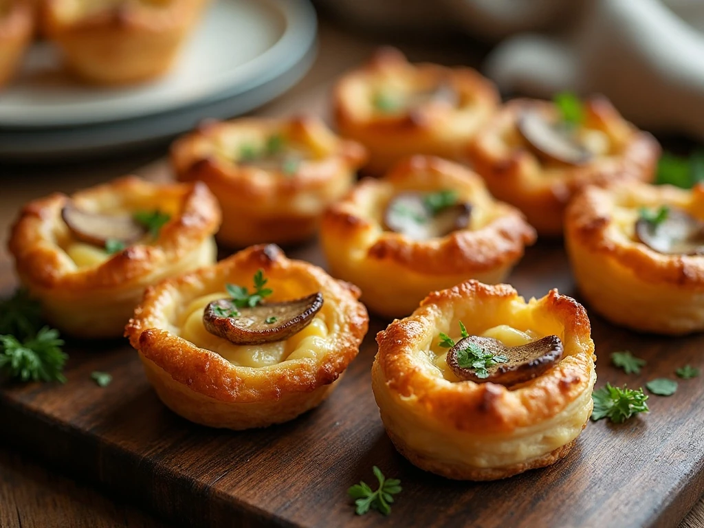 Platter of caramelized mushroom onion and cheese bites