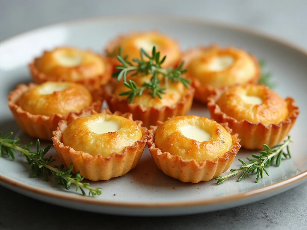 Crisp reheated mushroom onion cheese bites with thyme