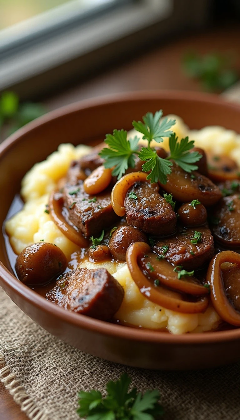 Easy Caramelized Sirloin and Mushrooms Recipe