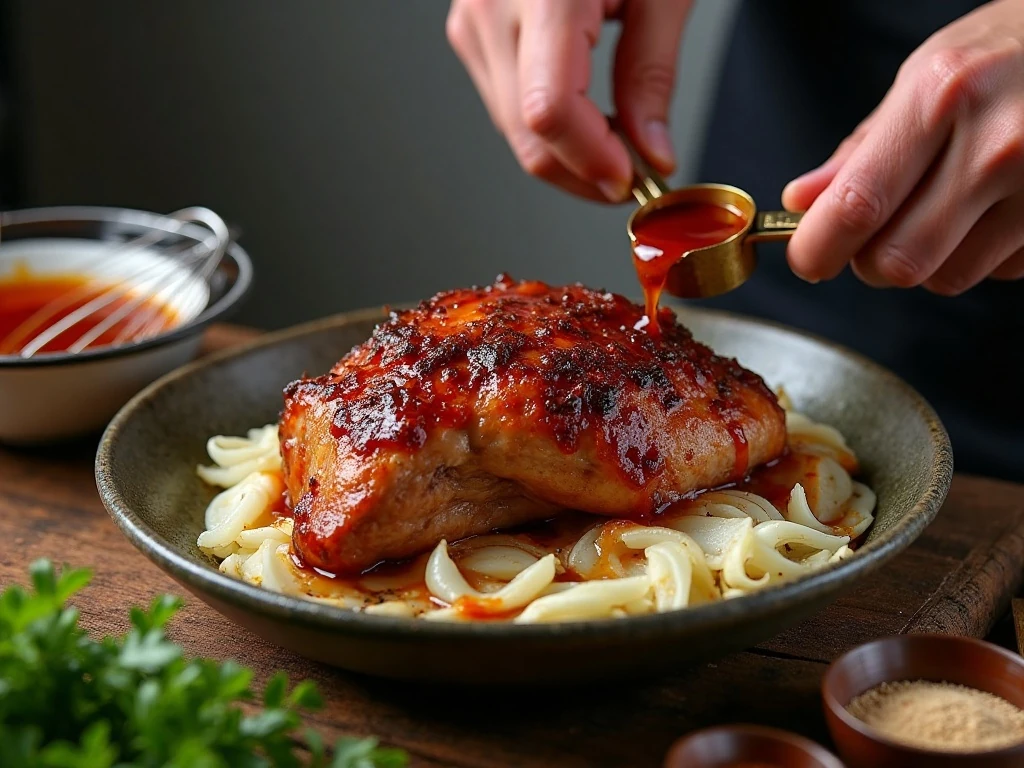 Preparing pork shoulder and vinegar sauce for the slow cooker
