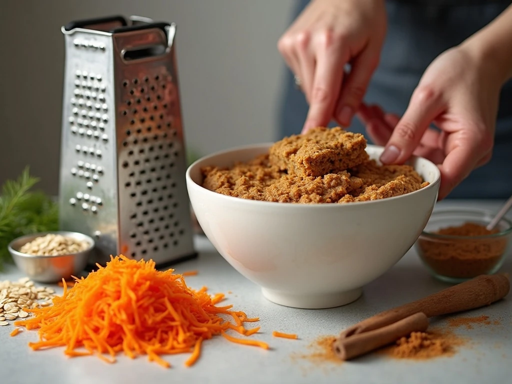 Finely grated carrots and spiced batter for soft cookie bars