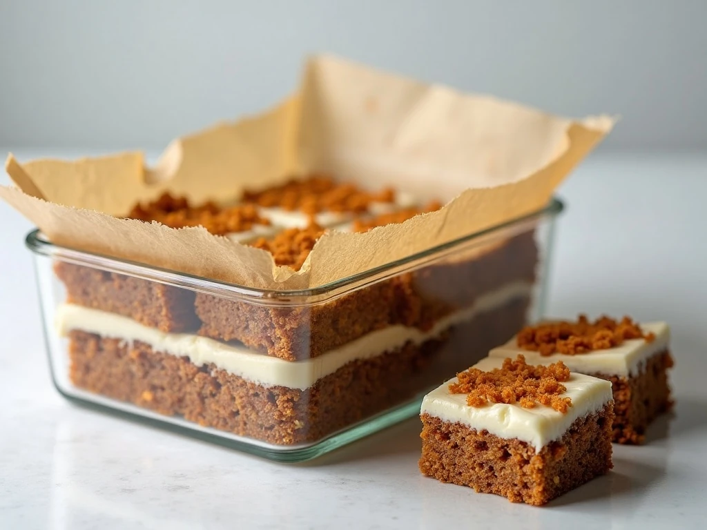 Covered carrot cake cookie bars ready for refrigerator storage