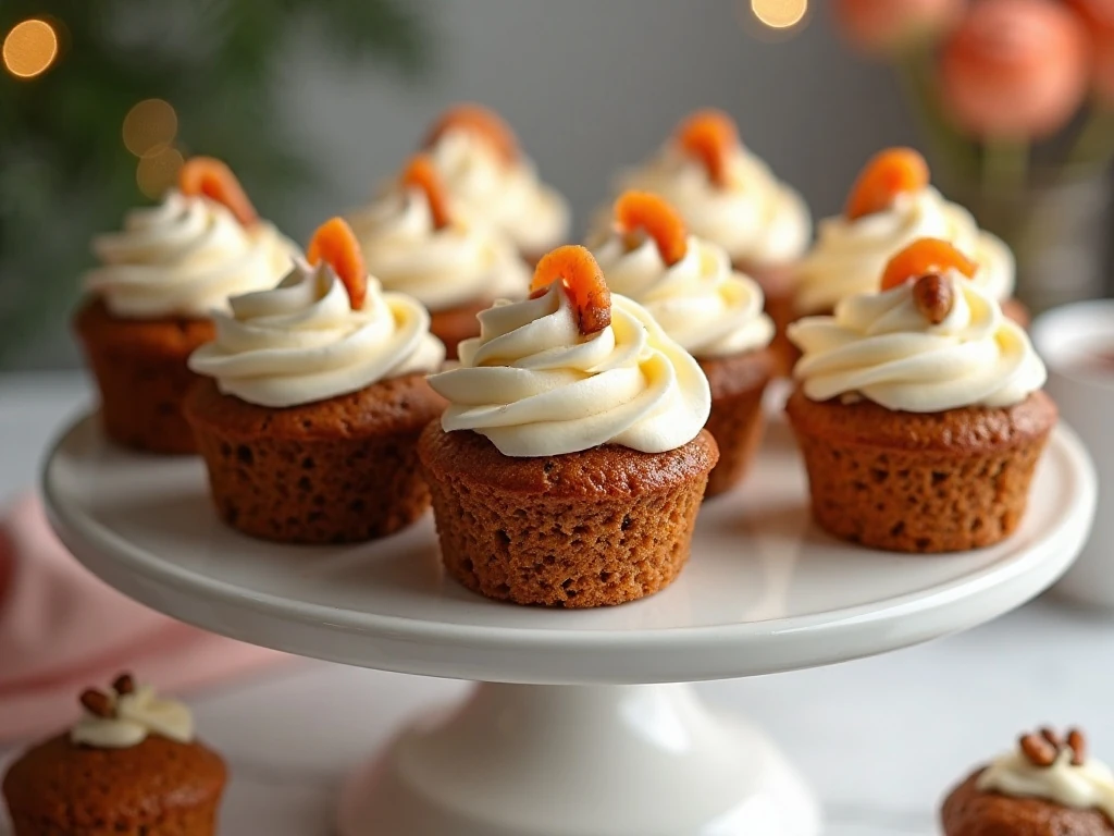 Finished carrot cake cupcakes with cream cheese frosting