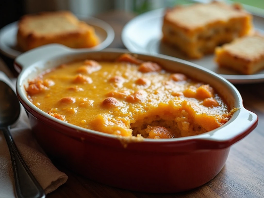 Southern carrot casserole with melted cheddar and a golden cracker topping
