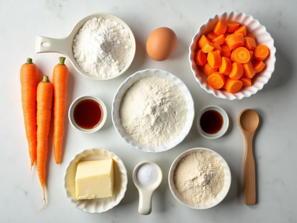 Ingredients for an easy sweet carrot souffle