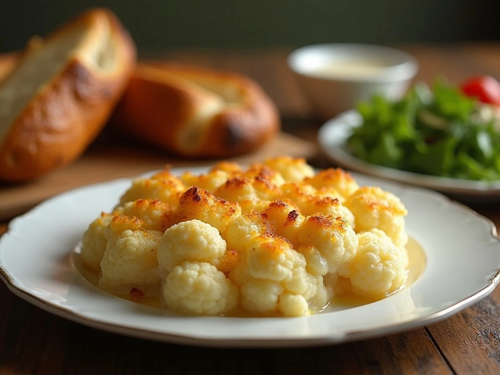 Cauliflower au gratin served as a comforting side dish