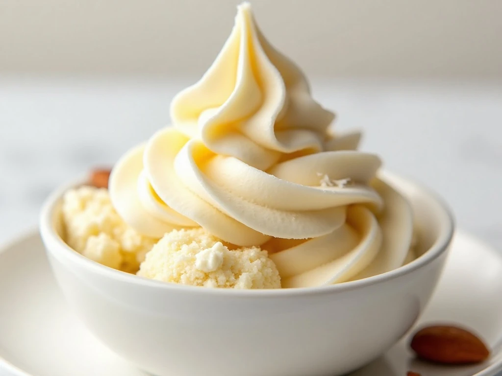 Creamy low-carb cauliflower ice cream served in a bowl