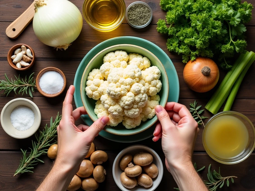Ingredients for flavor-packed cauliflower stuffing