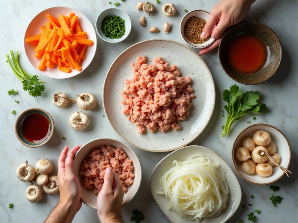 Ingredients for authentic Vietnamese crispy spring rolls