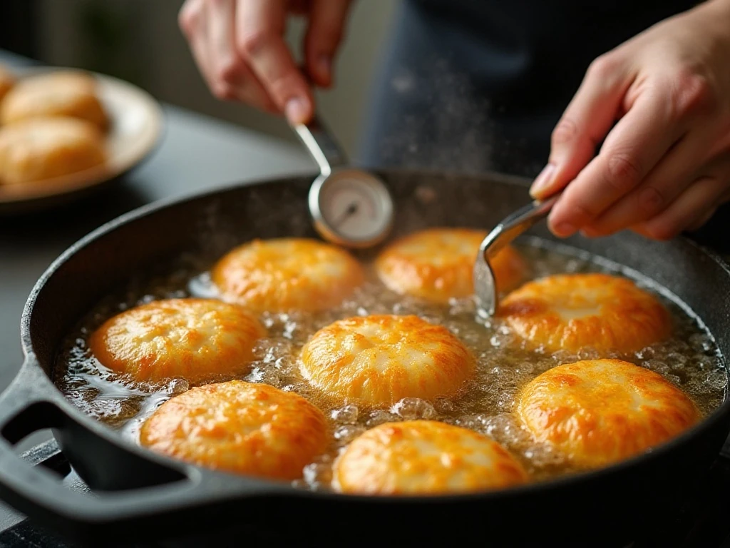 Cha gio frying until golden and crispy