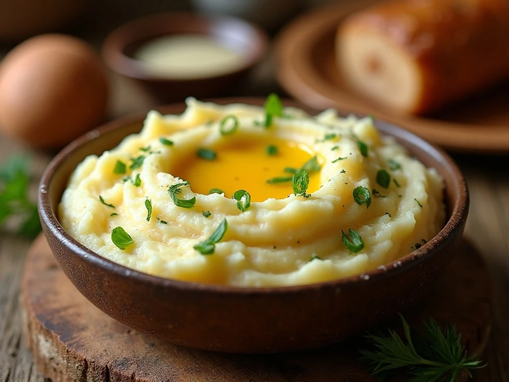 Creamy Irish champ mashed potatoes with scallions and melted butter
