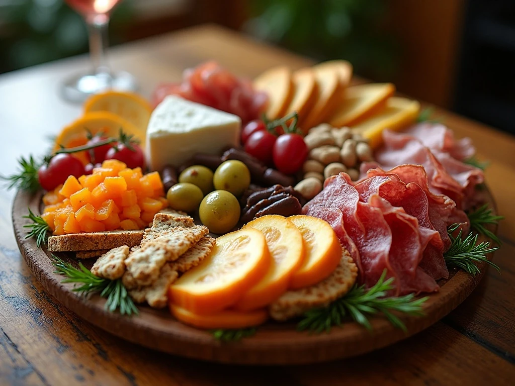 Romantic charcuterie board for two arranged for date night