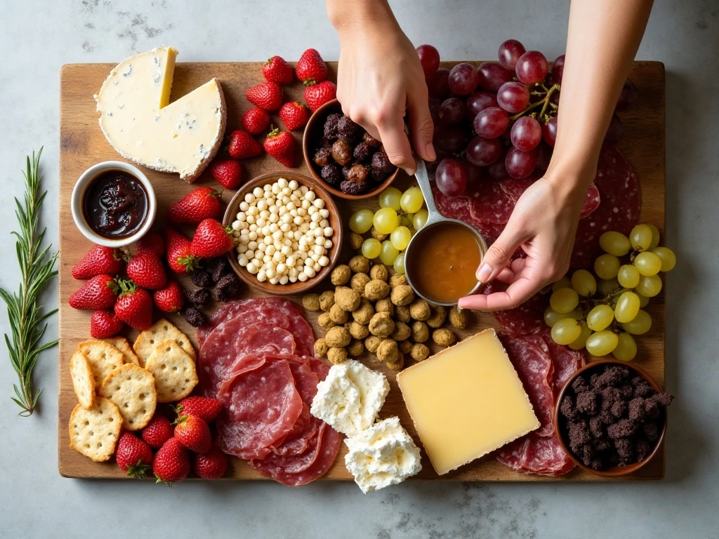Ingredients for an elegant charcuterie board for two