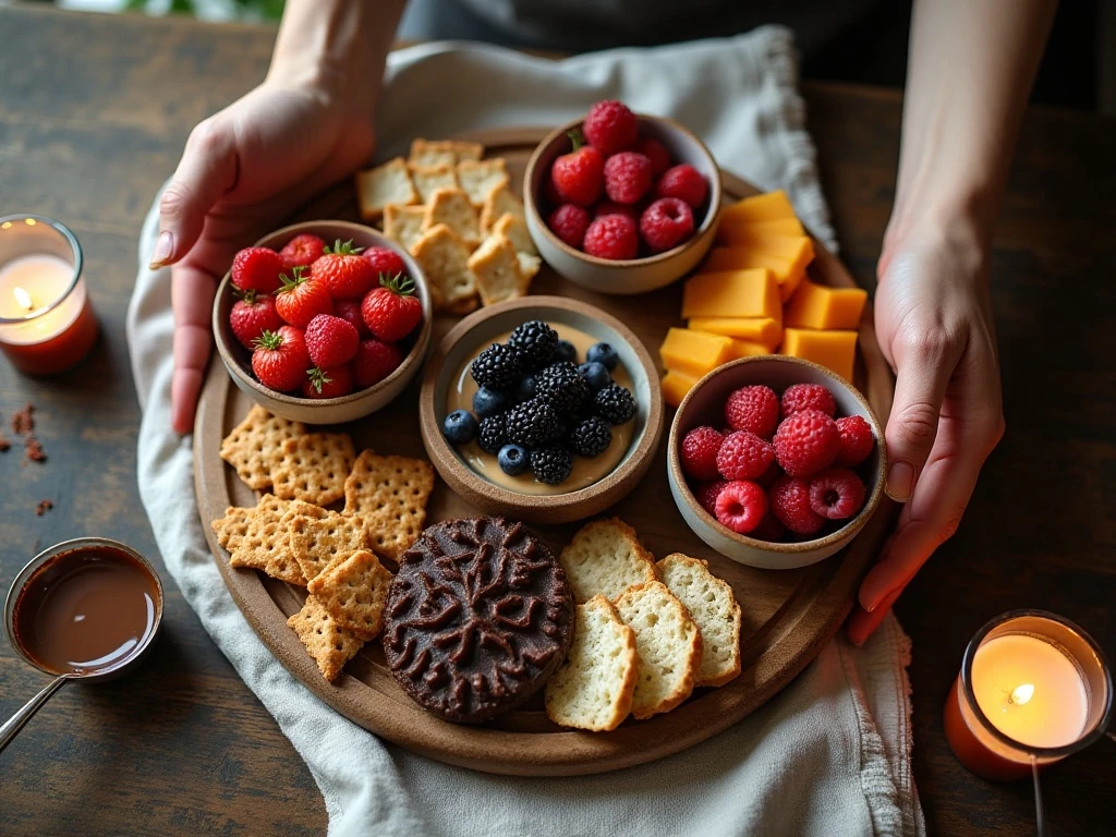 Loose heart-shaped arrangement for a romantic charcuterie board