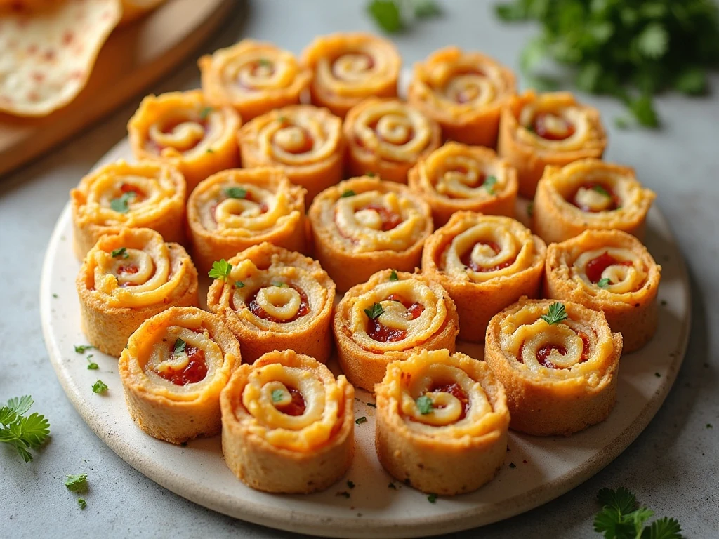Platter of easy cheddar bacon ranch pinwheels ready to serve