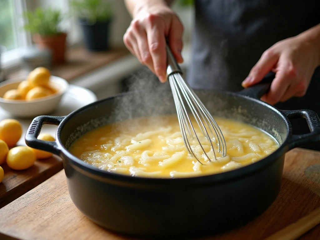 Making the butter and flour roux for potato soup