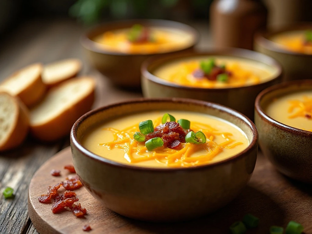 Creamy Cheddar potato soup served for a family dinner
