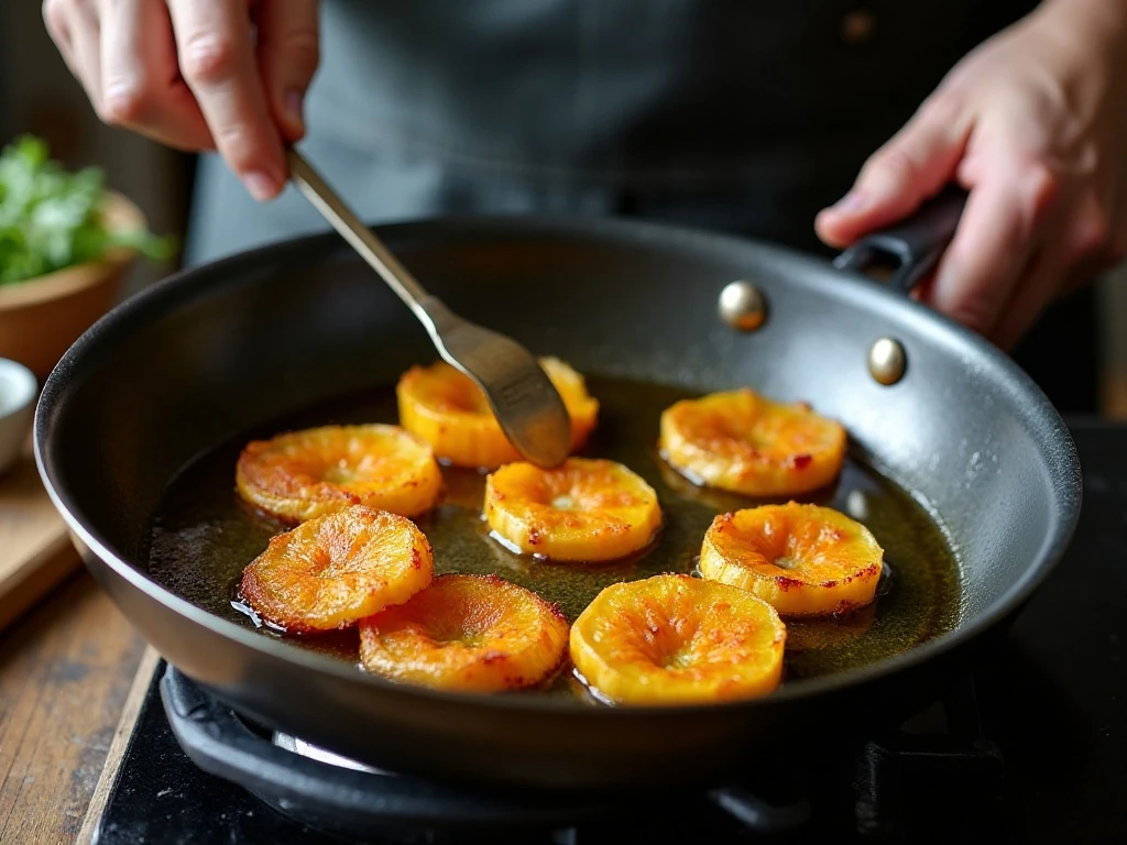 Squash blossoms frying at the correct oil temperature