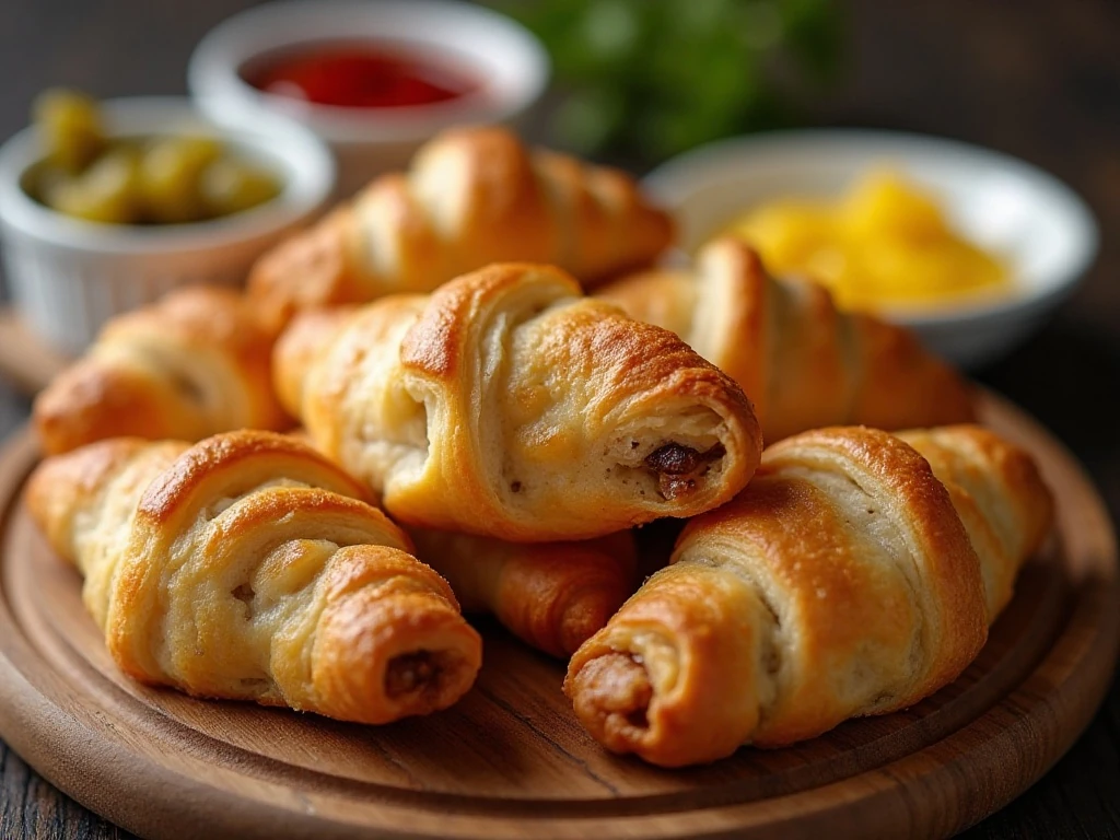 Cheeseburger crescent bites with dipping sauces