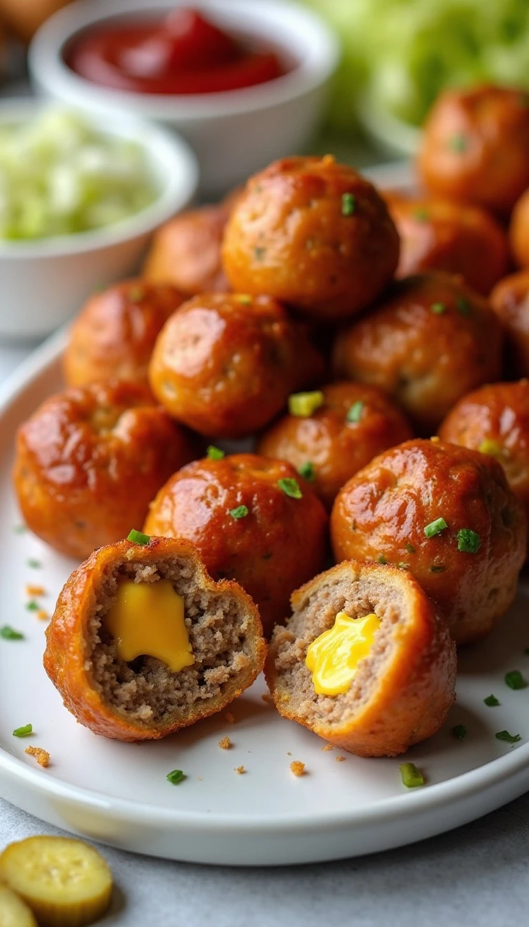 Easy Cheeseburger Stuffed Meatballs Recipe