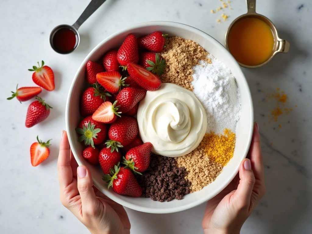 Ingredients for cheesecake stuffed strawberries